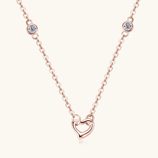 Collar de diamantes en forma de corazón Colgante en forma de corazón Cadena de clavícula
