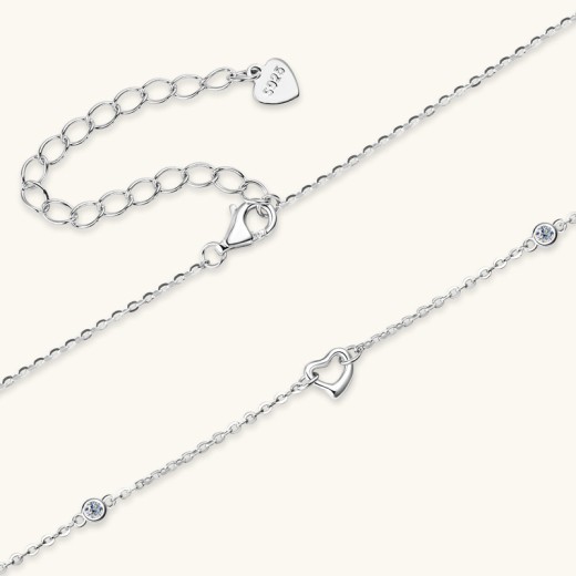 Collar de diamantes en forma de corazón Colgante en forma de corazón Cadena de clavícula