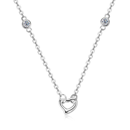 Collar de diamantes en forma de corazón Colgante en forma de corazón Cadena de clavícula