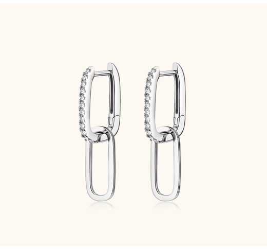Pendientes de borla de plata S925 con diseño de lujo, ligeros, de doble aro y moissanita de alta calidad.