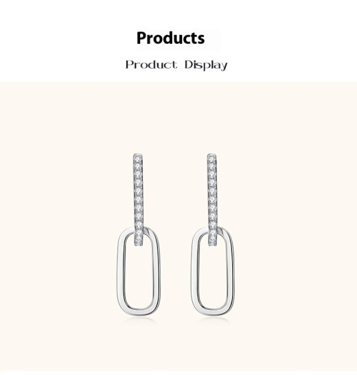 Pendientes de borla de plata S925 con diseño de lujo, ligeros, de doble aro y moissanita de alta calidad.