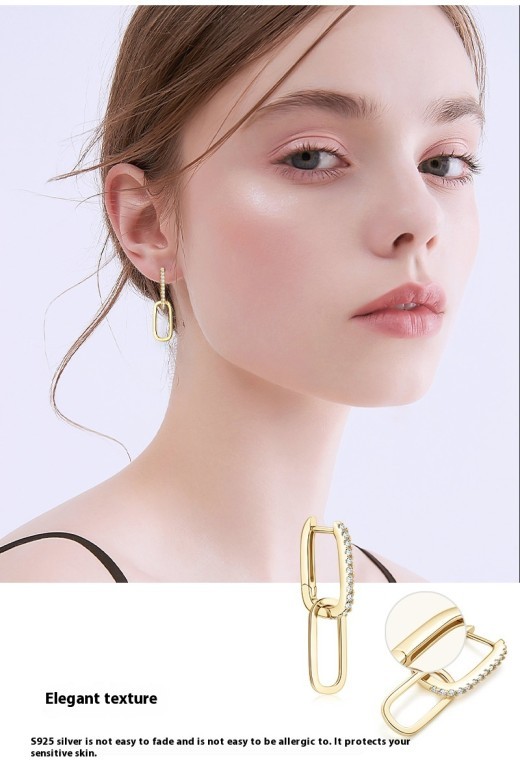 Pendientes de borla de plata S925 con diseño de lujo, ligeros, de doble aro y moissanita de alta calidad.