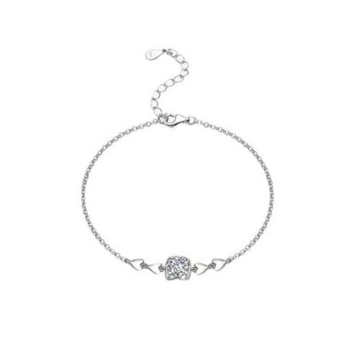 Pulsera de plata de ley 925 para mujer con incrustaciones de cabeza de vaca y corazones