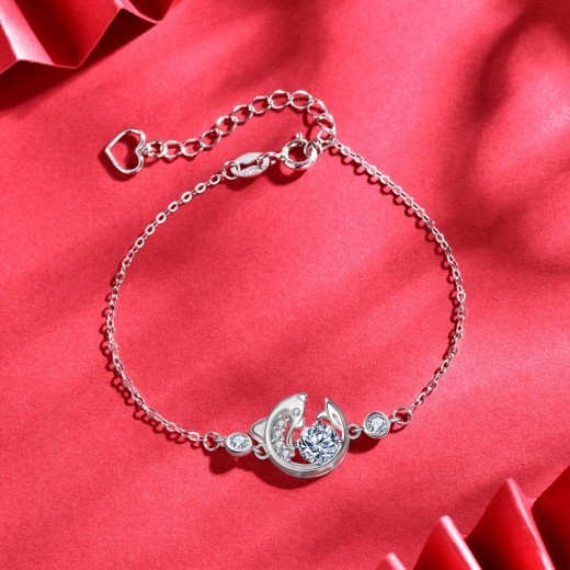 Pulsera Koi de moissanita de plata esterlina retro de moda nacional