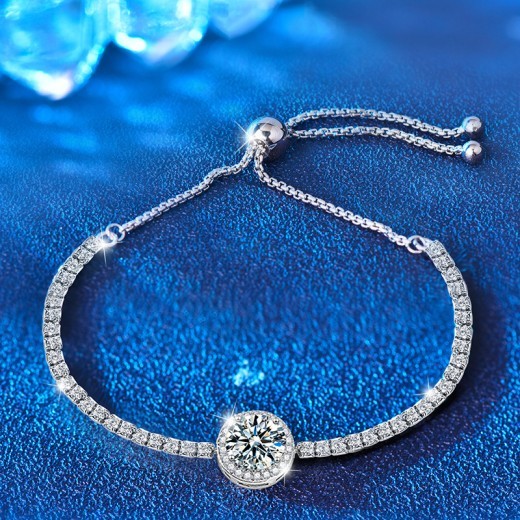 Pulsera de plata de ley con moissanita y estrellas para mujer
