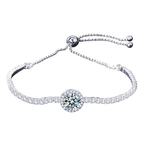 Pulsera de plata de ley con moissanita y estrellas para mujer
