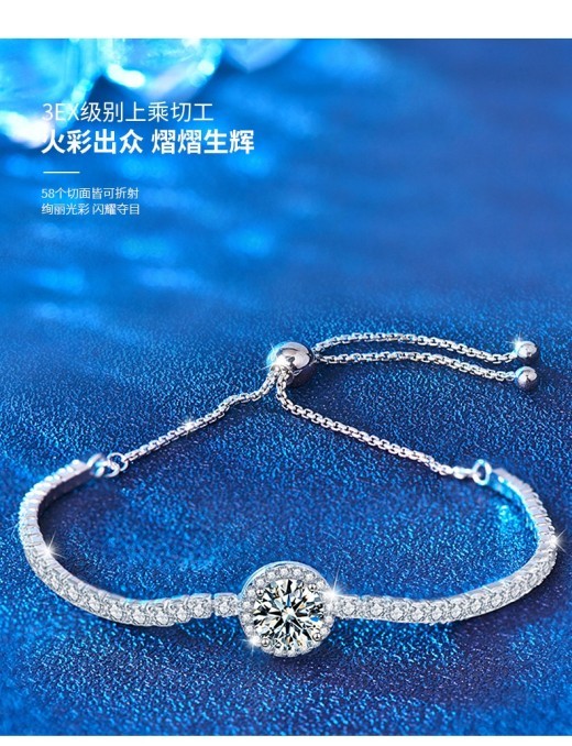 Pulsera de plata de ley con moissanita y estrellas para mujer