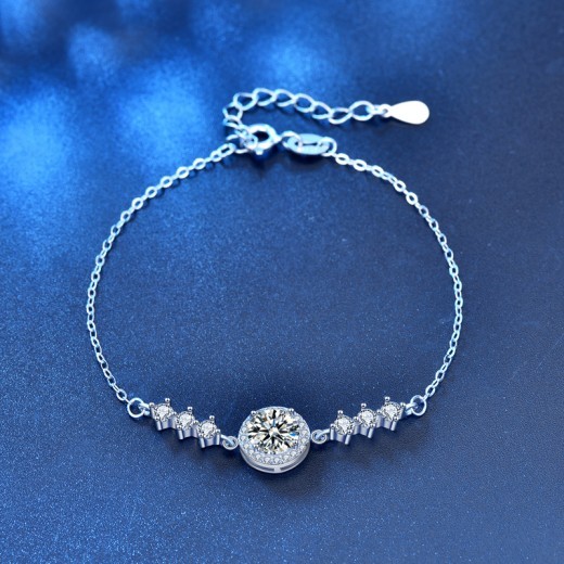 Pulsera de moissanita sencilla con estrellas para mujer