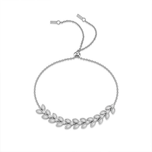 Pulsera ajustable de espigas de trigo y moissanita en plata de ley 925