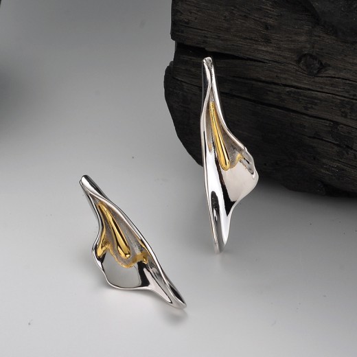 Pendientes florales de plata de ley 925 para mujer