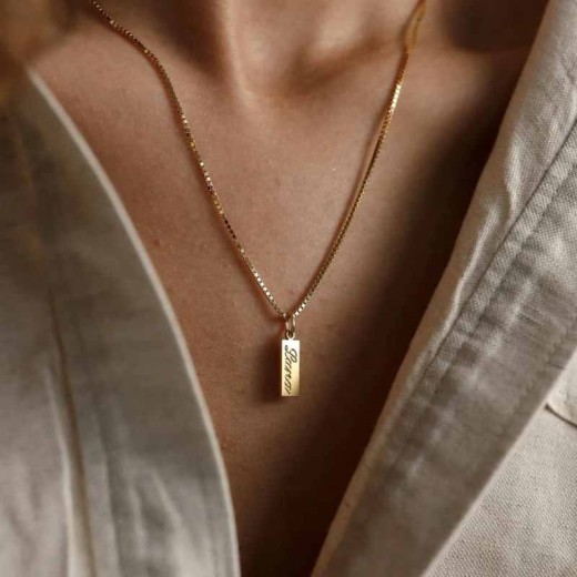 Collar de acero inoxidable con letras en inglés y cadena de clavícula grabada para pareja