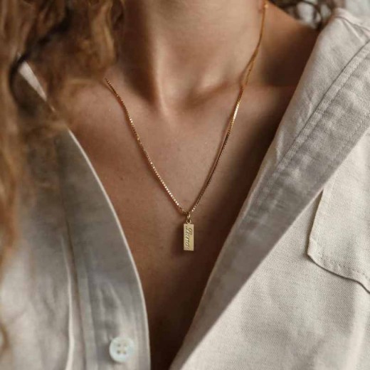 Collar de acero inoxidable con letras en inglés y cadena de clavícula grabada para pareja