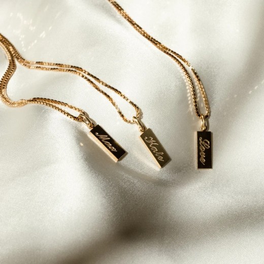 Collar de acero inoxidable con letras en inglés y cadena de clavícula grabada para pareja
