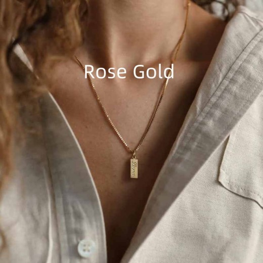 Collar de acero inoxidable con letras en inglés y cadena de clavícula grabada para pareja