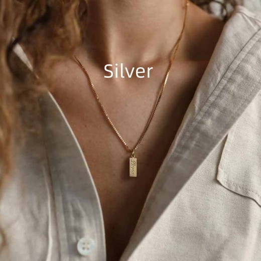 Collar de acero inoxidable con letras en inglés y cadena de clavícula grabada para pareja