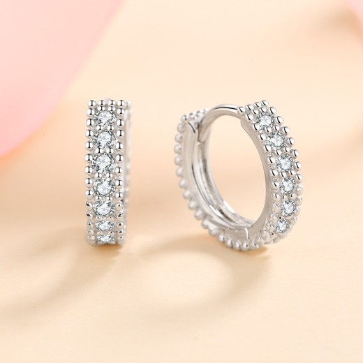Pendientes de plata S925 para mujer con incrustaciones de moissanita color D