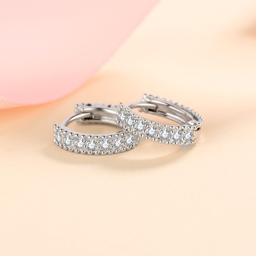 Pendientes de plata S925 para mujer con incrustaciones de moissanita color D
