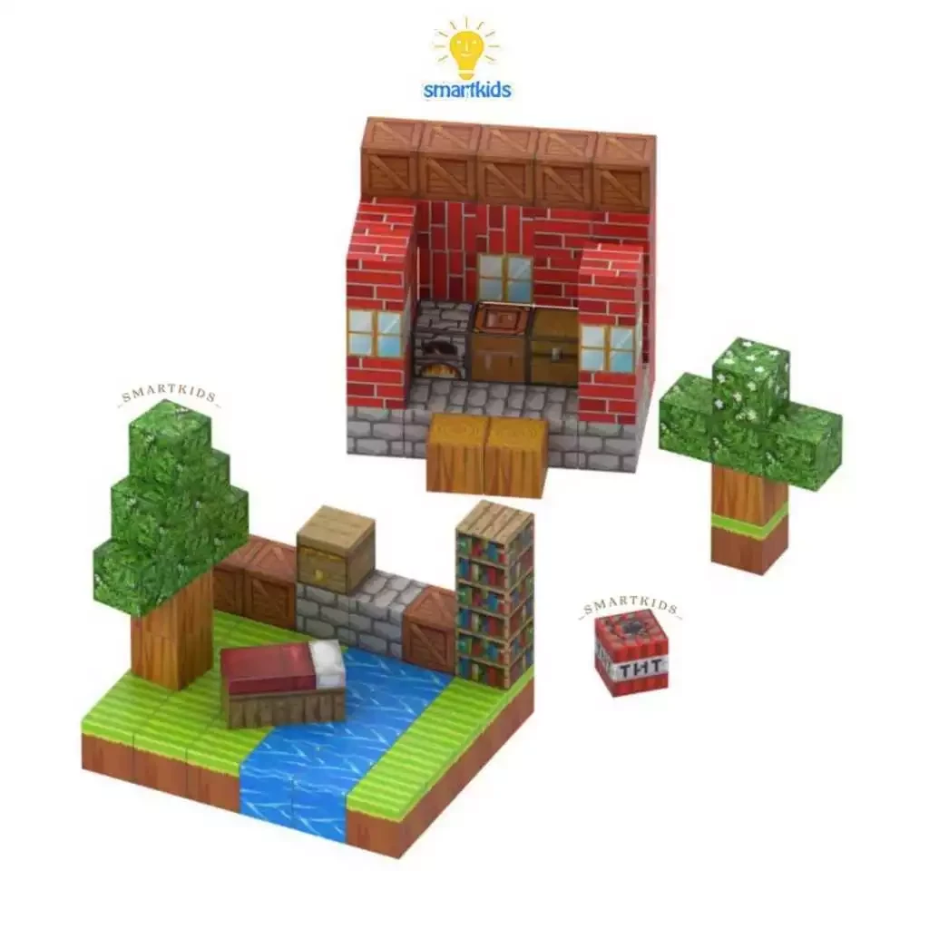 Cubos magnéticos 4D de Minecraft Premium, bloques de rompecabezas magnéticos 3D de My World para hacer tú mismo.