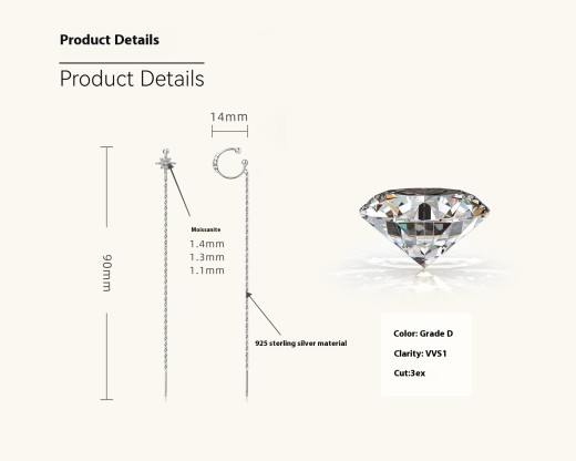Pendientes colgantes de diamantes de alta calidad, combinables en Japón y Corea.