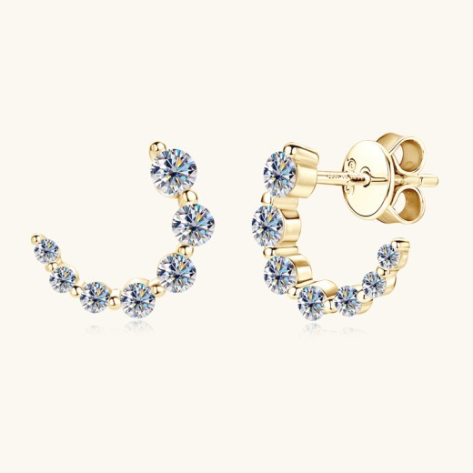 Pendientes de diamantes degradados en forma de C, estilo europeo y americano.