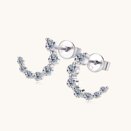 Pendientes de diamantes degradados en forma de C, estilo europeo y americano.