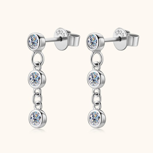 Pendientes de botón de moissanita con temperamento salvaje para mujer, con borlas, diseño de interés especial, pendientes de plata de ley S925 de alta calidad, venta al por mayor