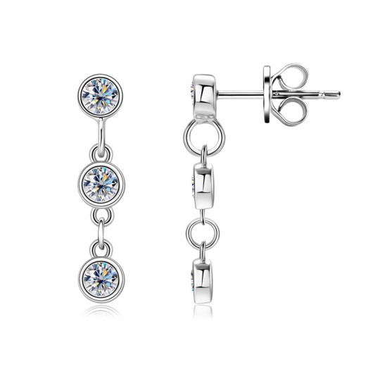 Pendientes de botón de moissanita con temperamento salvaje para mujer, con borlas, diseño de interés especial, pendientes de plata de ley S925 de alta calidad, venta al por mayor