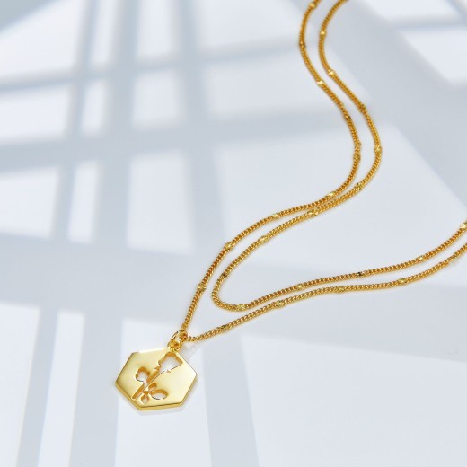 Collar de doble capa de plata S925 con diseño de estilo francés