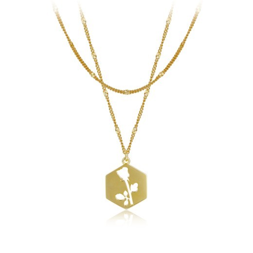 Collar de doble capa de plata S925 con diseño de estilo francés
