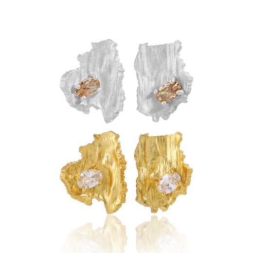 Pendientes geométricos asimétricos de diamantes para mujer