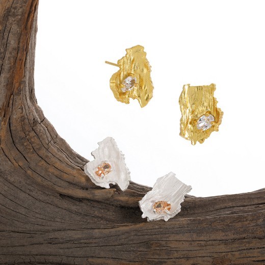 Pendientes geométricos asimétricos de diamantes para mujer