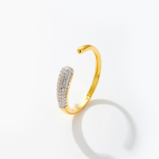 Anillo ajustable abierto clásico retro de plata de ley 925 moderno y sencillo para mujer.