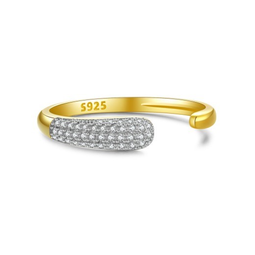 Anillo ajustable abierto clásico retro de plata de ley 925 moderno y sencillo para mujer.