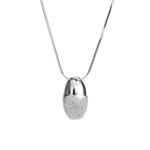 Collar sencillo de plata de ley con diamantes incrustados para mujer