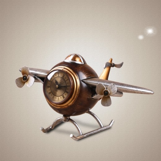 Adorno decorativo de reloj de avión retro para dormitorio