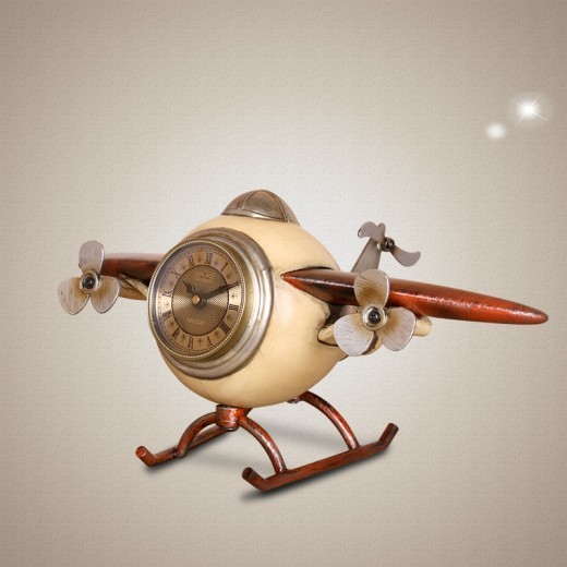 Adorno decorativo de reloj de avión retro para dormitorio