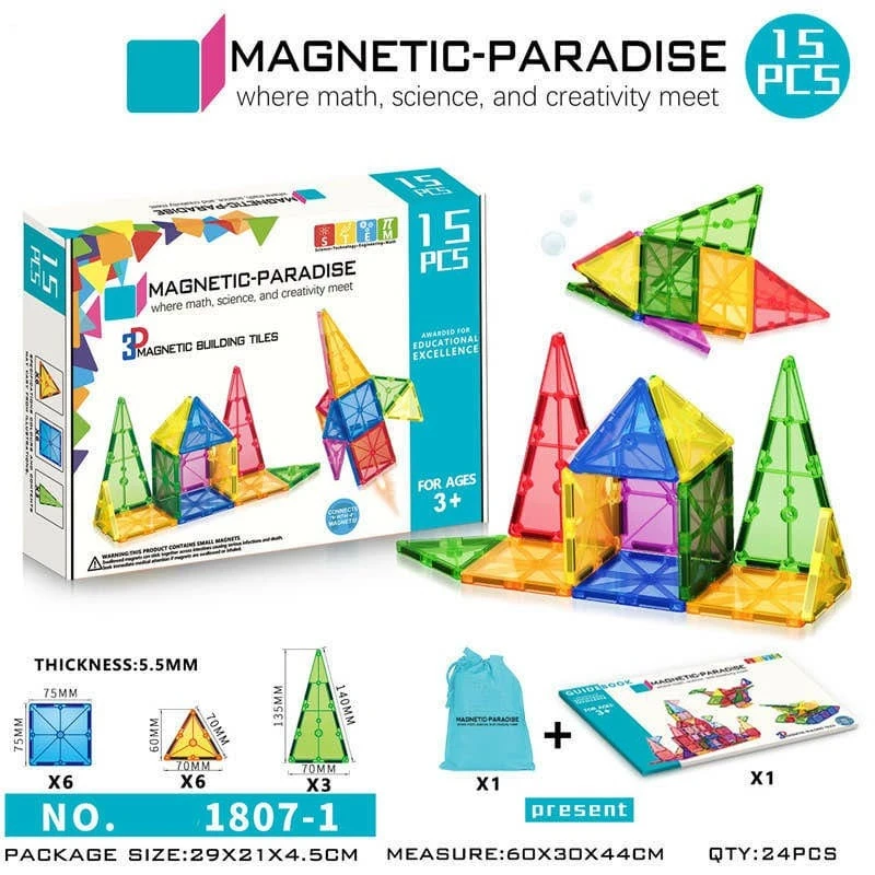 Rompecabezas educativo 3D para niños Magnetic Paradise, bloques apilables, juguete magnético