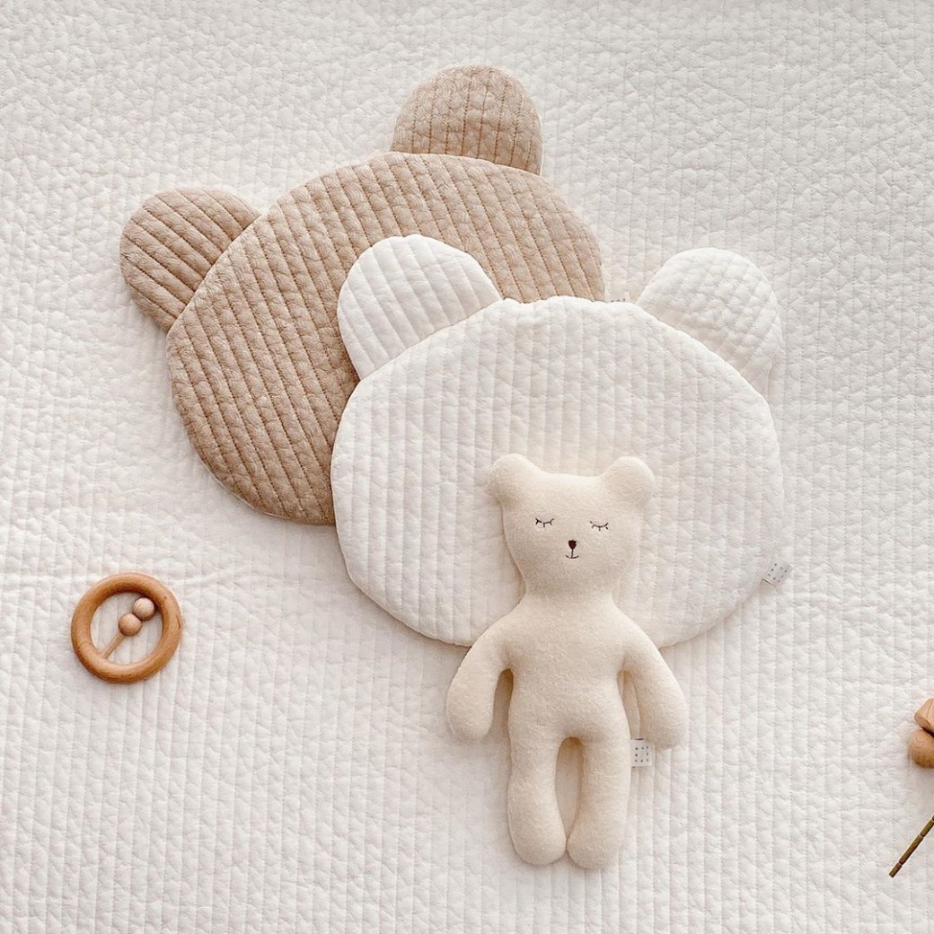 Almohada de osito de bebé de algodón transpirable con forma de conejito