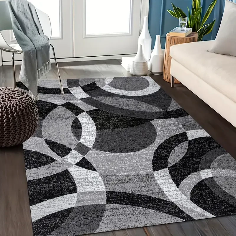 Alfombra moderna con estampado de círculos geométricos