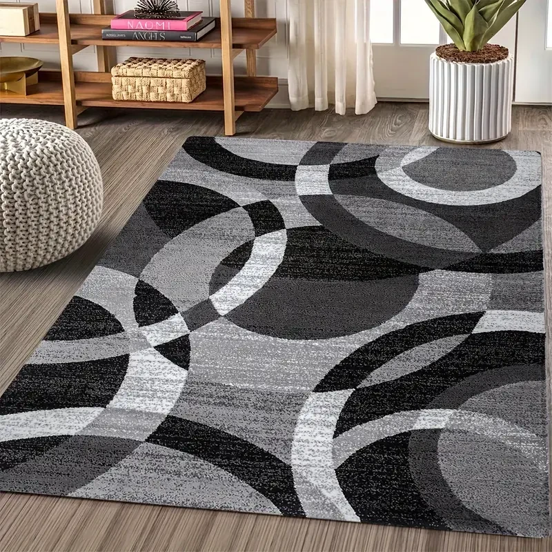 Alfombra moderna con estampado de círculos geométricos