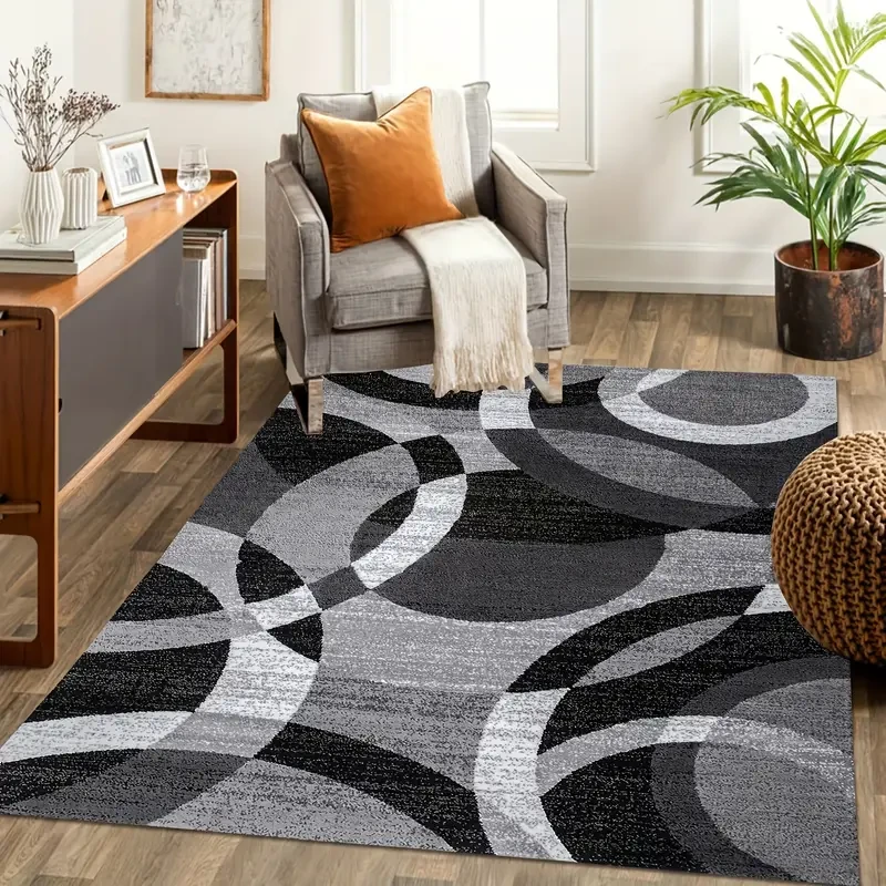 Alfombra moderna con estampado de círculos geométricos