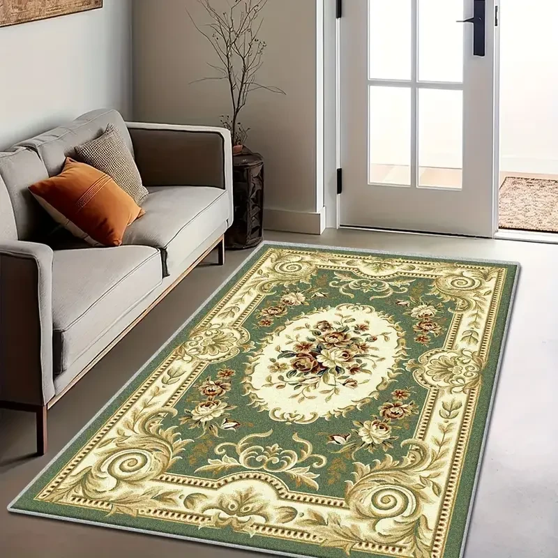 Alfombra verde estilo persa bohemio