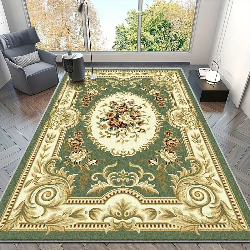 Alfombra verde estilo persa bohemio