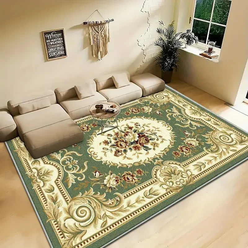 Alfombra verde estilo persa bohemio
