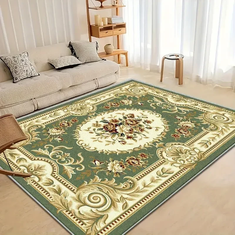 Alfombra verde estilo persa bohemio
