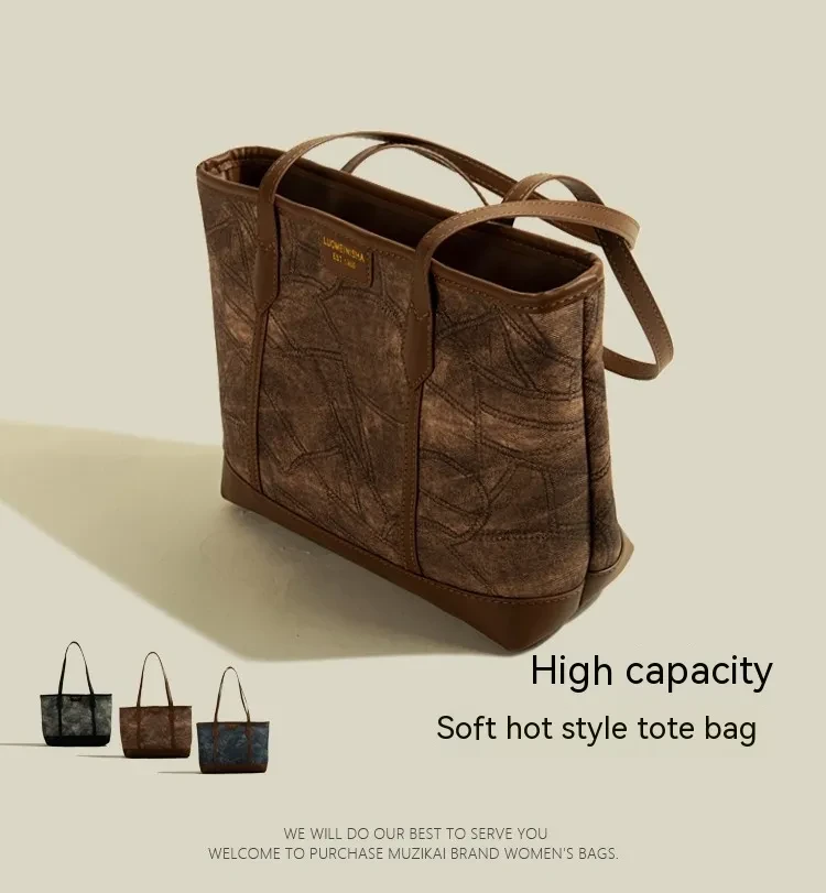 Bolso tote sencillo con rombos de gran capacidad para mujer