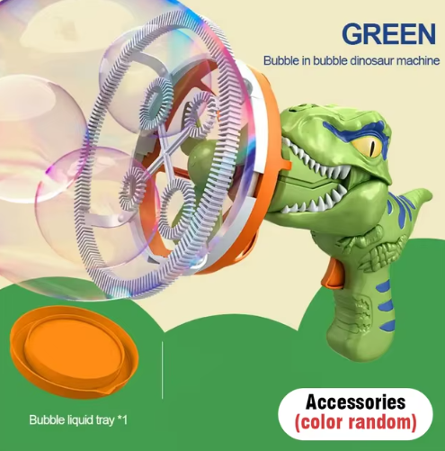 Máquina de burbujas eléctrica para niños, soplador de burbujas portátil con forma de dinosaurio gigante, pistola de burbujas para niños, regalo de cumpleaños para niños