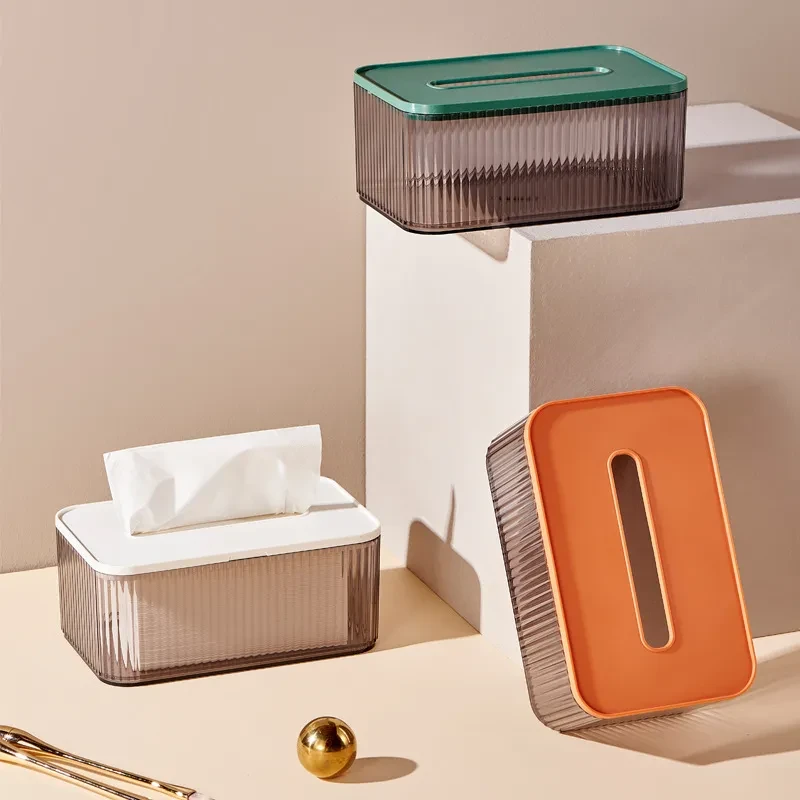 Caja de almacenamiento de pañuelos de lujo ligera, transparente, impermeable y creativa.
