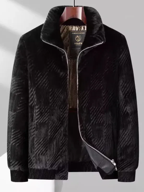 Chaqueta ligera de lujo de cuello alto de invierno para hombre de Haining Fur