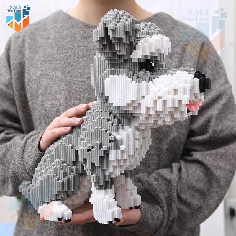 SMY Toystown Nano Blocks Animal Perro Huski Corgi Schnauzer Modelo 3D, Bloques de Juguete Apilables, Ladrillos de Construcción DIY